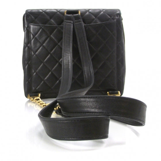 Lambskin Quilted Backpack Black