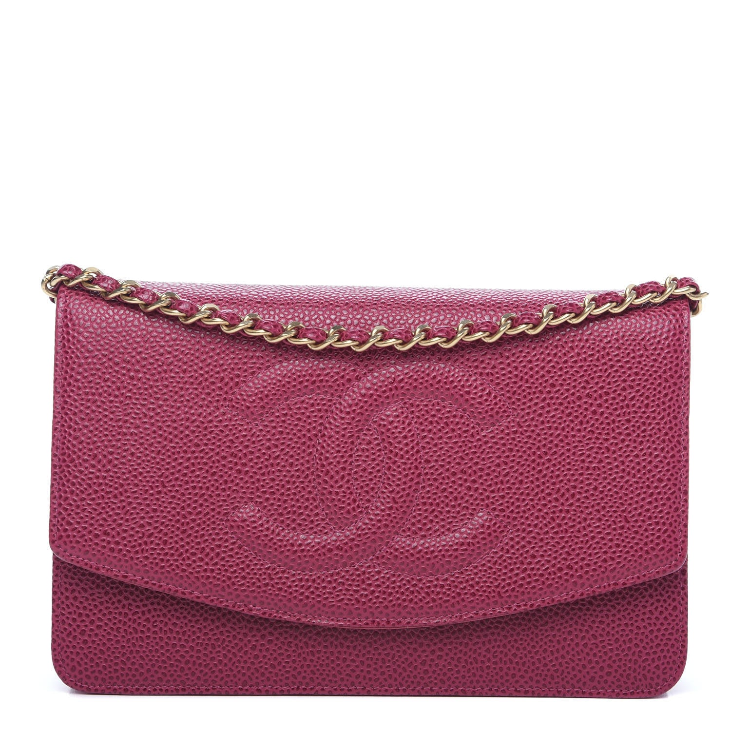Chanel Caviar Timeless CC Wallet On Chain WOC Dark Fuchsia 1 of 12