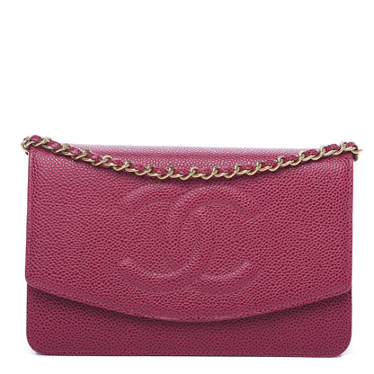 Chanel Caviar Timeless CC Wallet On Chain WOC Dark Fuchsia 1 of 12