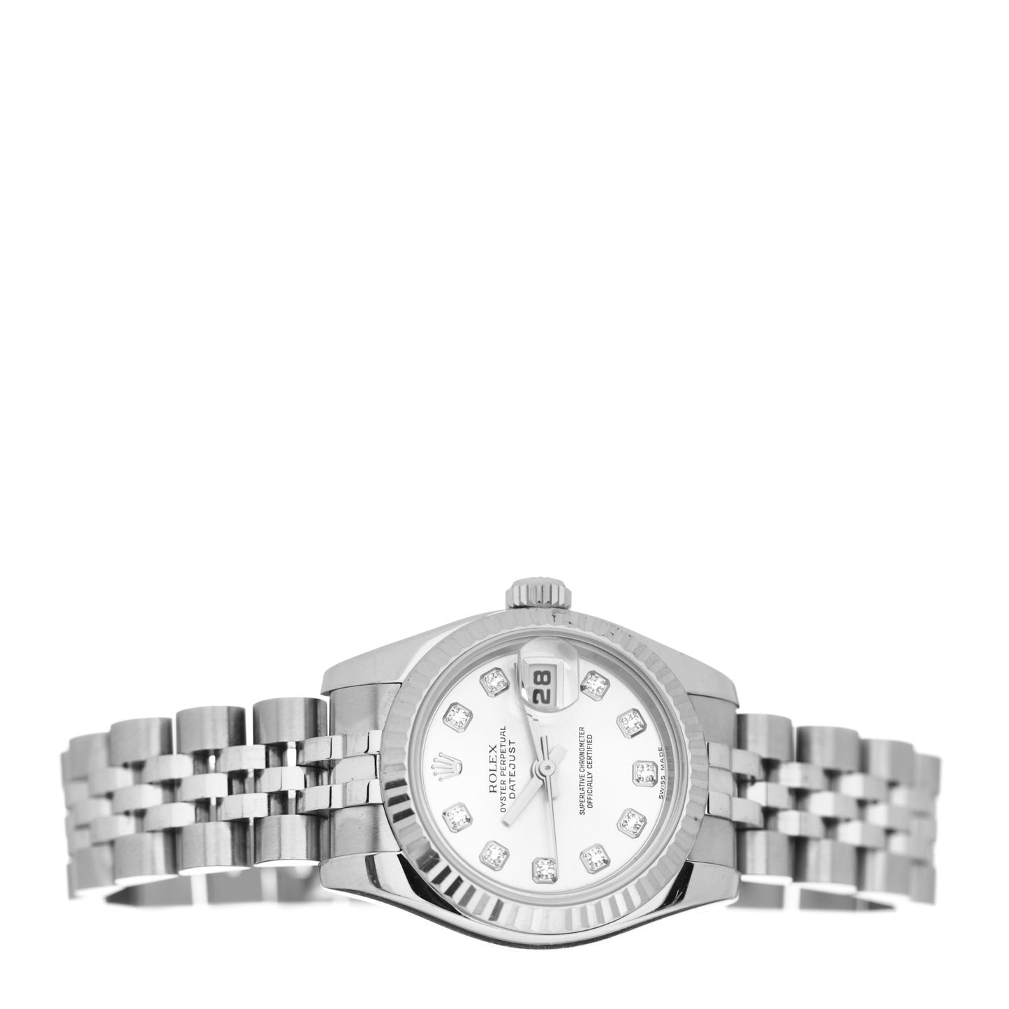 Stainless Steel 18K White Gold Diamond 26mm Oyster Perpetual Datejust Watch Silver 179174