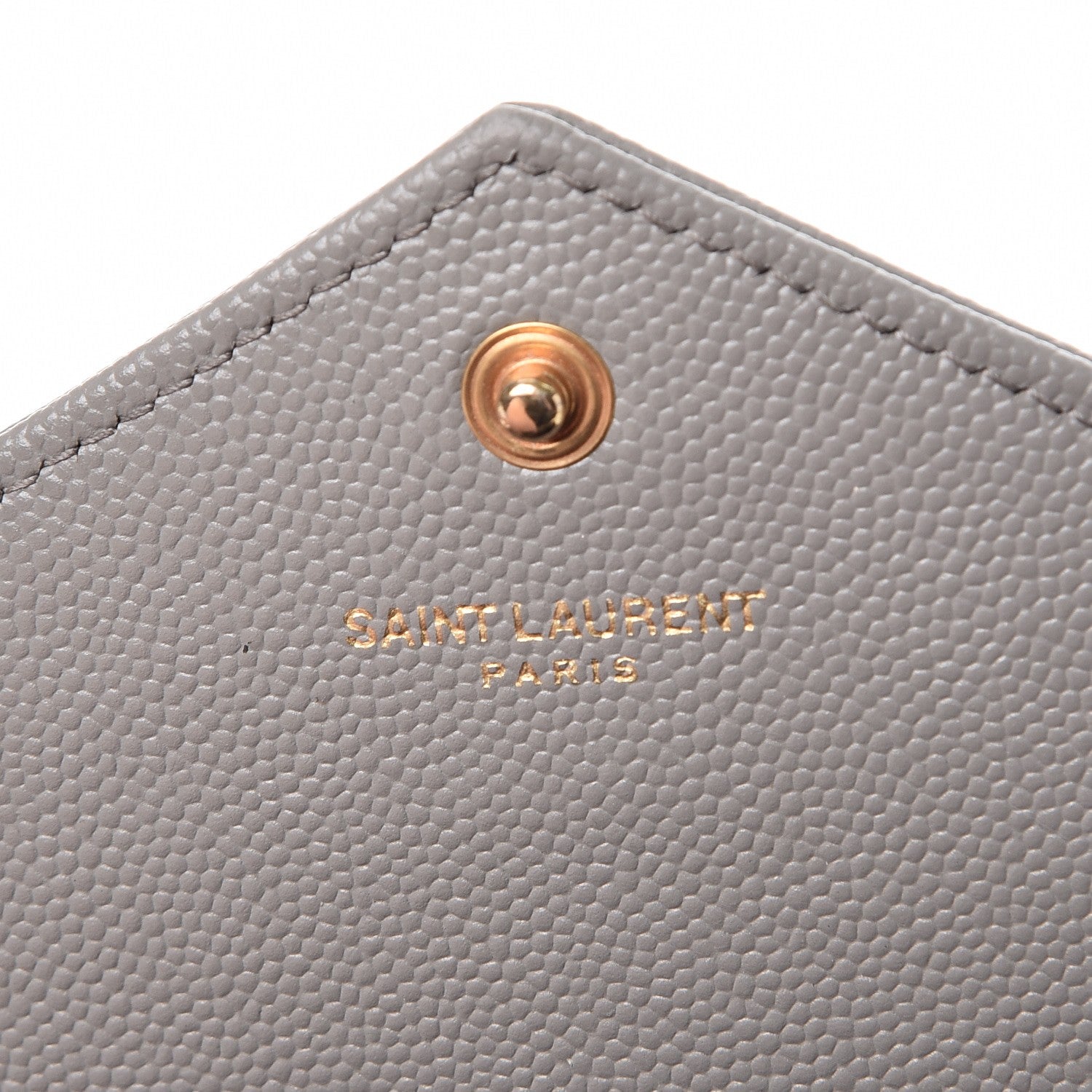Saint Laurent Grain De Poudre Matelasse Chevron Monogram Envelope Chain Wallet Fog 6 of 9