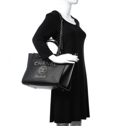 Chanel Caviar Small Studded Deauville Tote Black 2 of 8