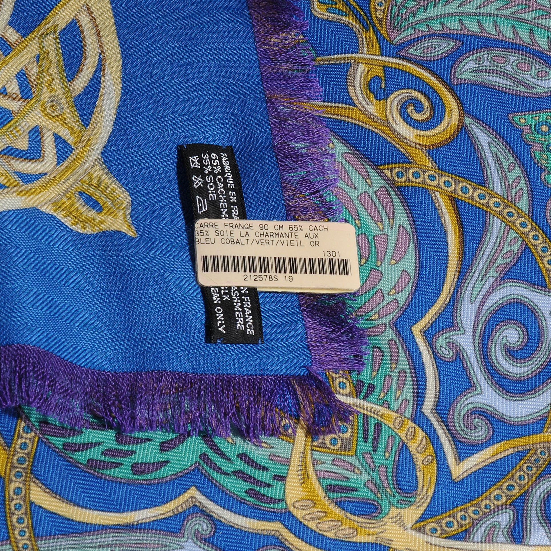 Hermes Cashmere Silk La Charmante Aux Animux Fringed Scarf 90 6 of 6