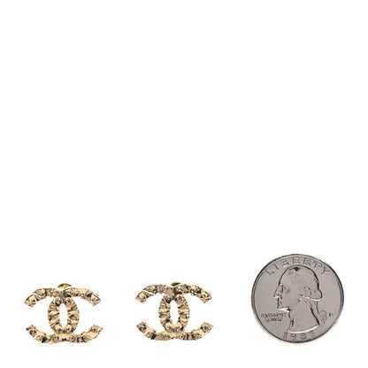 Chanel Metal Textured CC Earrings Gold 2 of 5