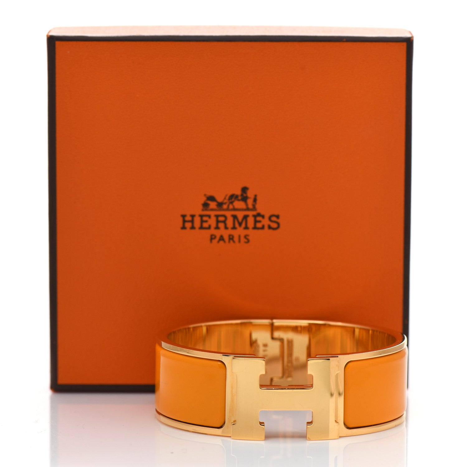 Hermes Enamel Wide Clic Clac H Bracelet PM Jaune Madras 6 of 6
