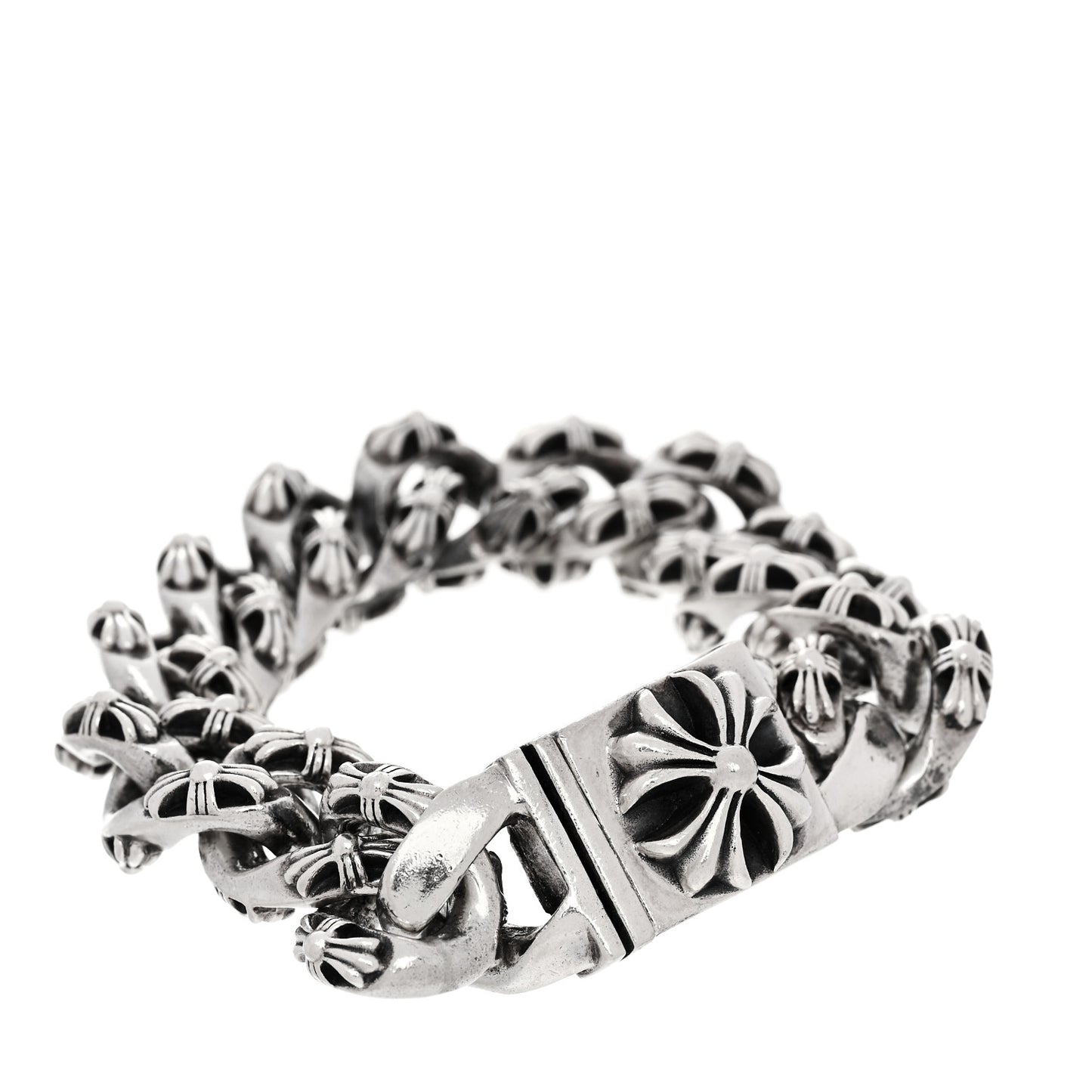 Sterling Silver Maltese Cross Link Bracelet