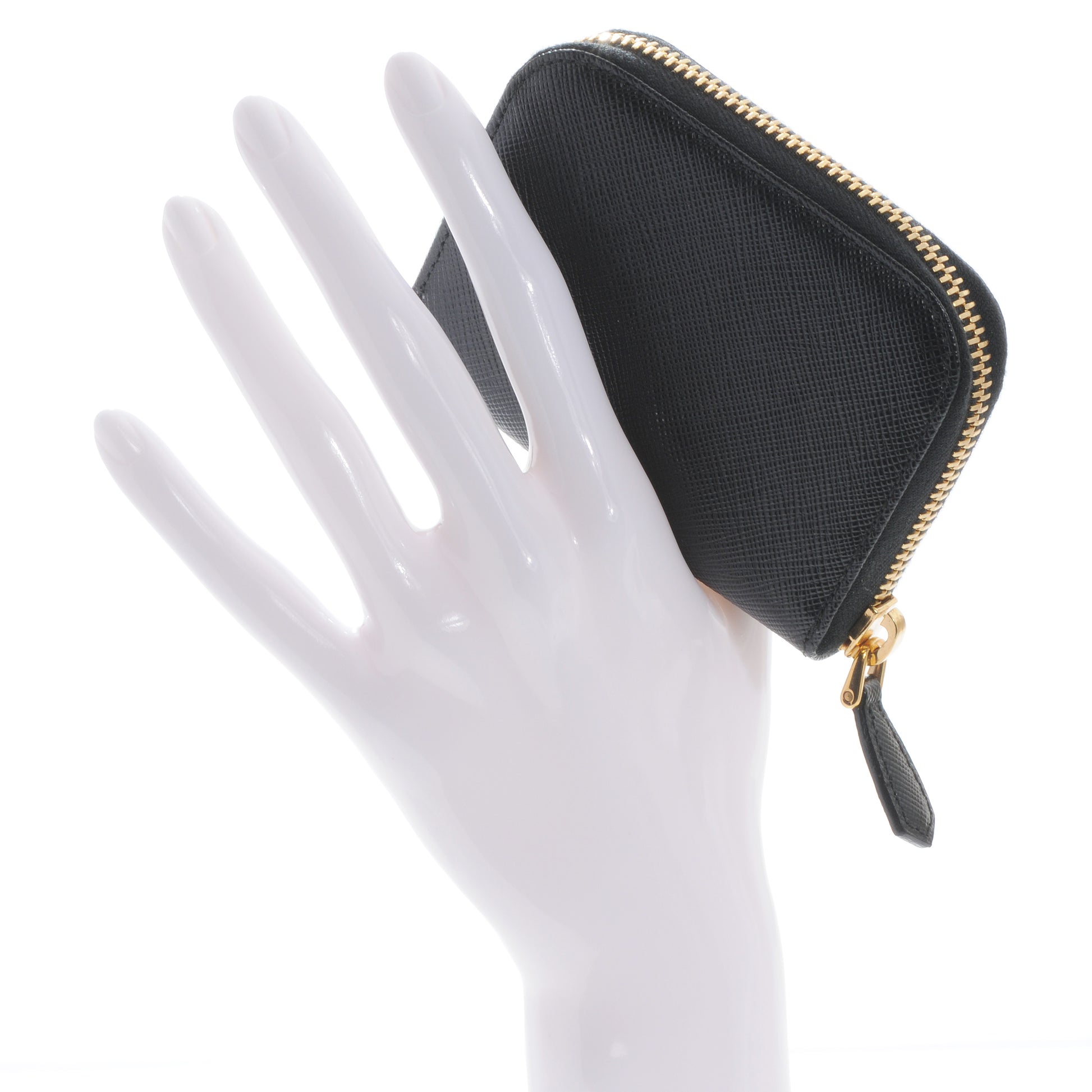 Prada Saffiano Metal Coin Purse Nero Black 2 of 8