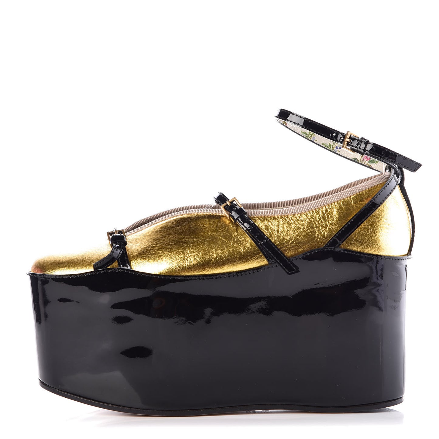 Metallic Nappa Patent Hannelore Detachable Platform Sandals 36.5 Gold