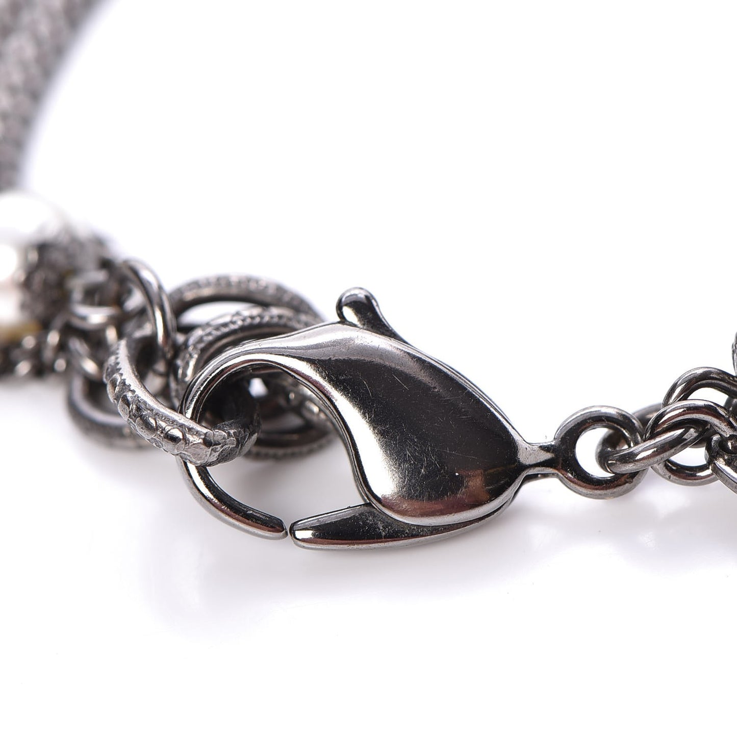 Ruthenium Pearl Enamel CC Long Necklace Black