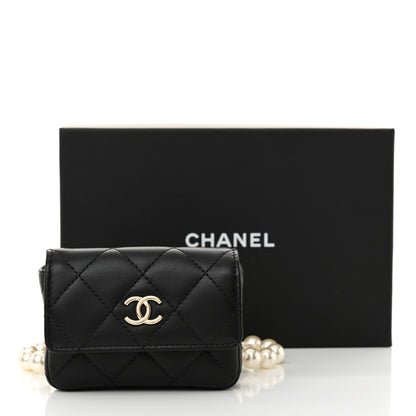 Chanel Lambskin Quilted Pearl Chain Belt Bag Black 12 of 12