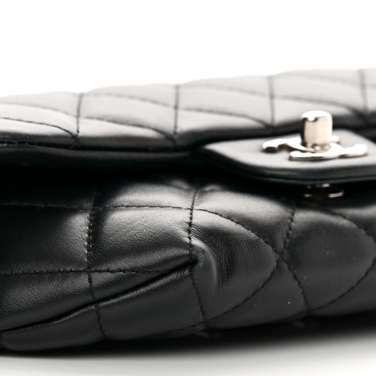 Calfskin Quilted CC Uniform Flap Belt Bag Black