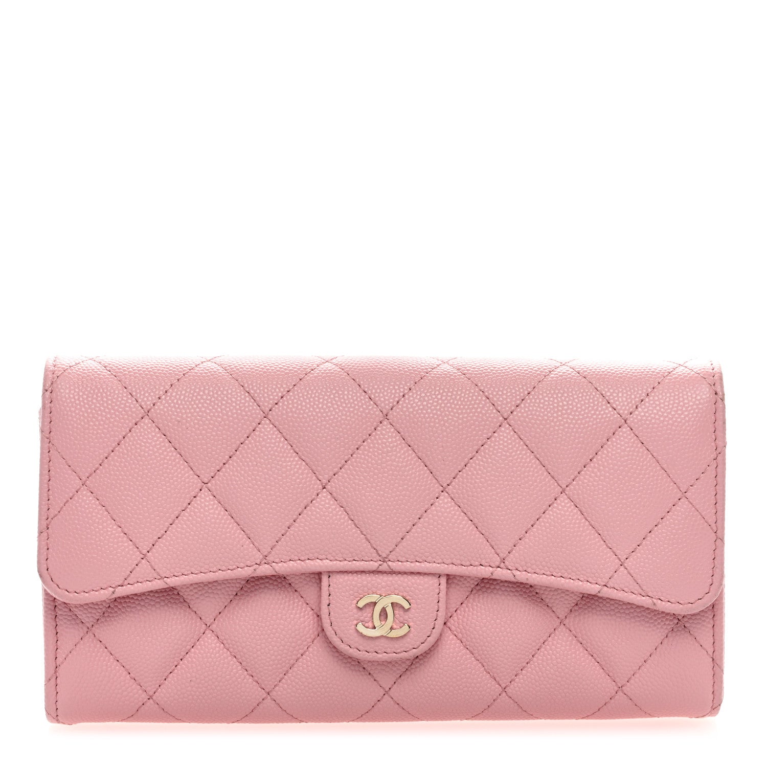 Chanel Caviar Quilted Large Gusset Flap Wallet Pink 1 of 8