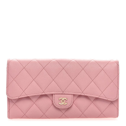 Chanel Caviar Quilted Large Gusset Flap Wallet Pink 1 of 8