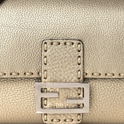 Fendi Cuoio Roma Sellerissima Nappa Sintetica Tape Stitch Baguette Platino 8 of 11