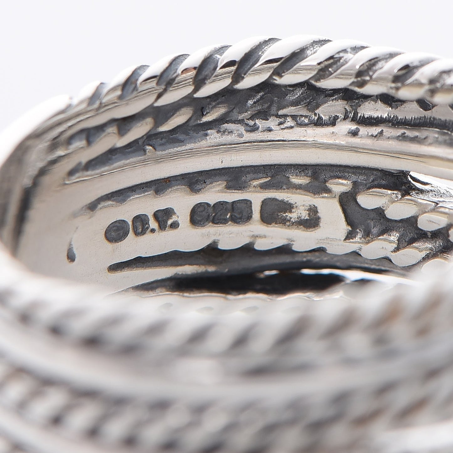 Sterling Silver Diamond 11mm Wide Crossover Cable Ring 53.1 6.5