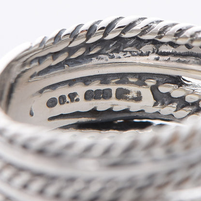 David Yurman Sterling Silver Diamond 11mm Wide Crossover Cable Ring 53.1 6.5 4 of 4