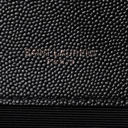 Saint Laurent Grain De Poudre Textured Mixed Matelasse Triquilt Medium Monogram Satchel Black 6 of 10