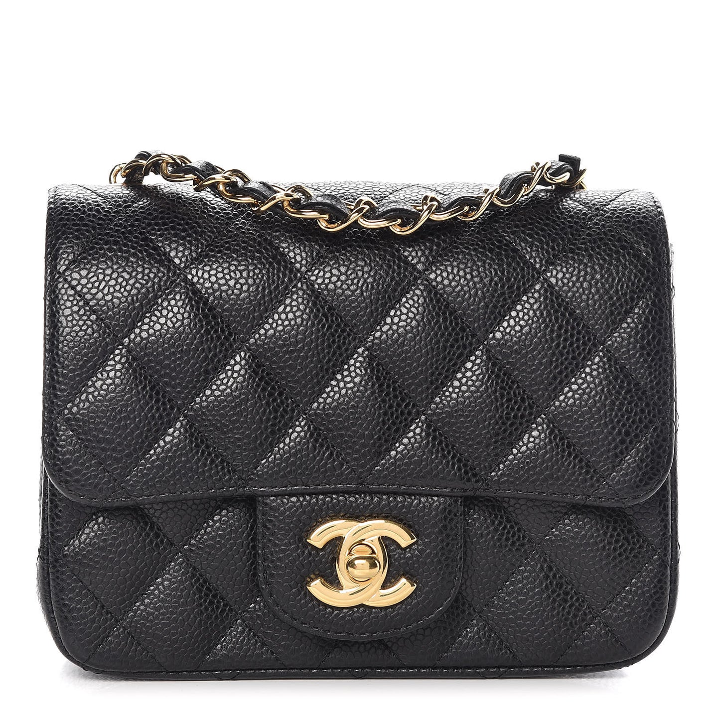 Caviar Quilted Mini Square Flap Black