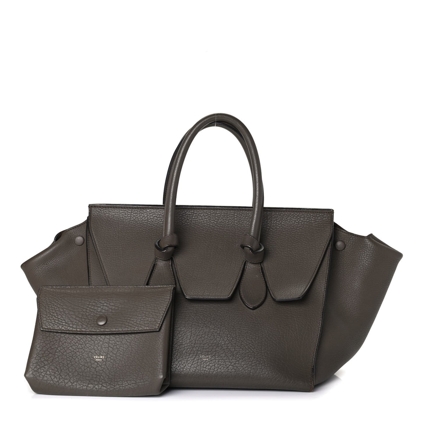 Crisped Calfskin Small Tie Knot Tote Dark Khaki