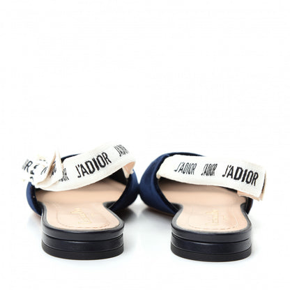 Christian Dior Velvet Ribbon J'Adoir Slingback Ballet Flats 37 Deep Blue 7 of 11