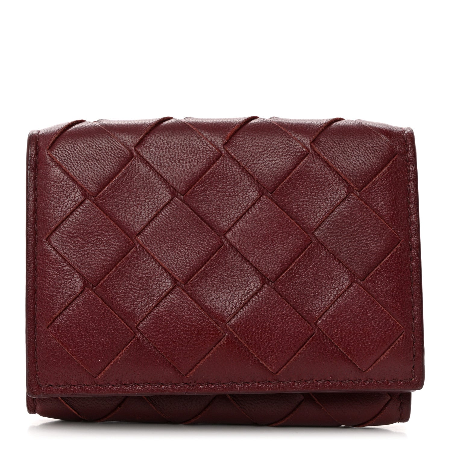 Bottega Veneta Nappa Intrecciato Trifold Wallet Bordeaux 1 of 8