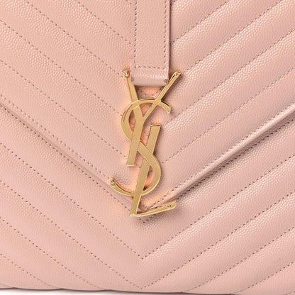 Saint Laurent Grain De Poudre Matelasse Chevron Large Monogram Satchel Pale Pink 11 of 16