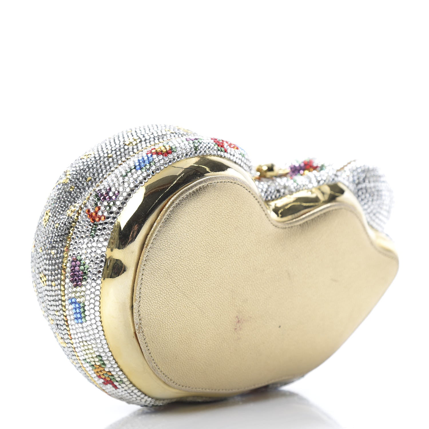 Judith Leiber Swarovski Crystal Sleeping Cat Minaudiere Clutch Silver Gold Multicolor 4 of 10