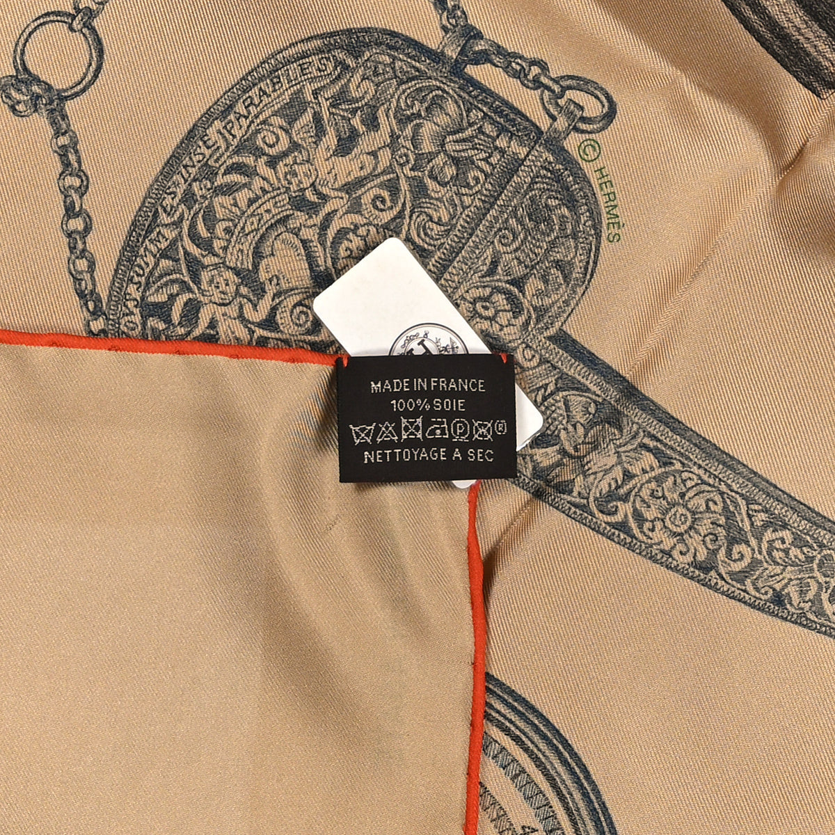 Hermes Silk Nous Sommes Inseparables Scarf 90 Beige Dore Brun 2 of 3