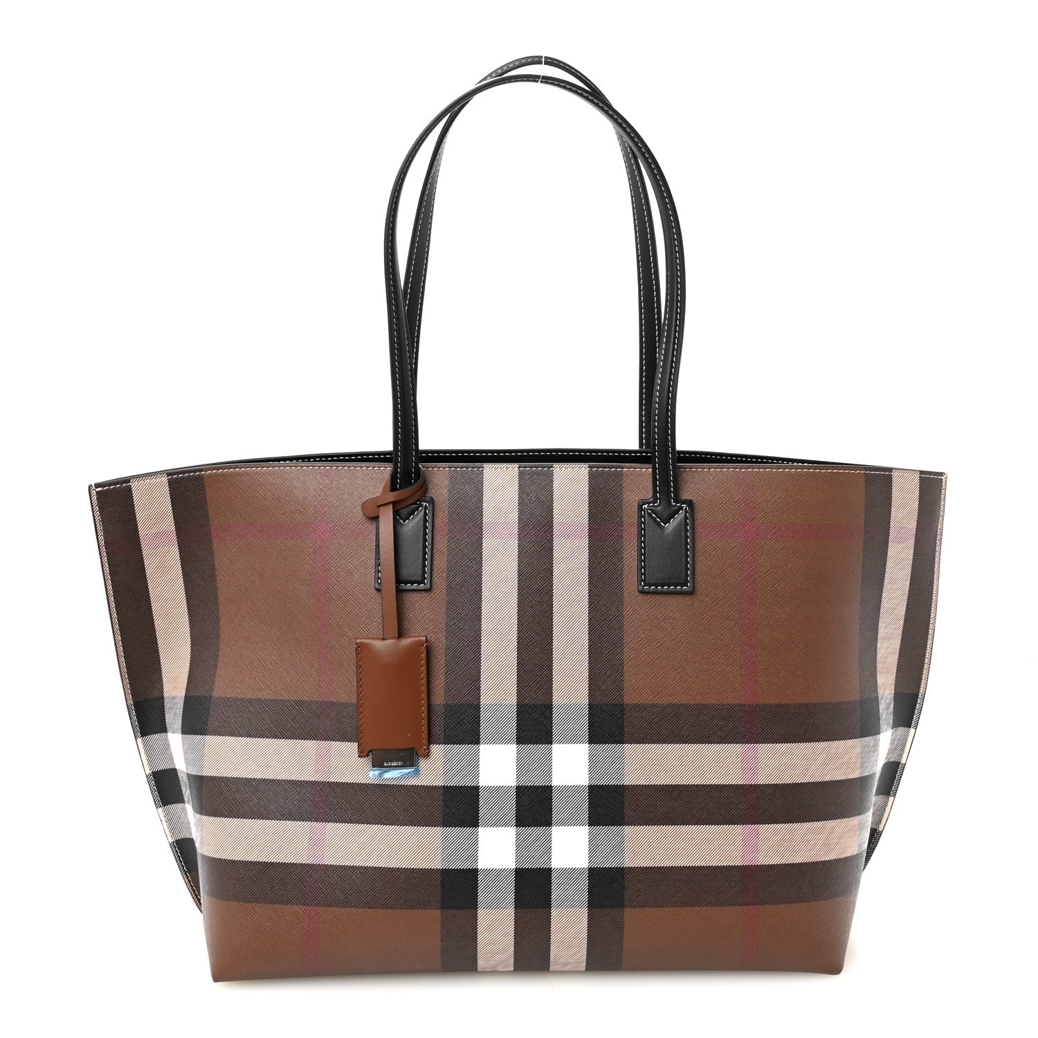 Burberry E-Canvas Check Medium Soft TB Tote Dark Birch Brown 1 of 9