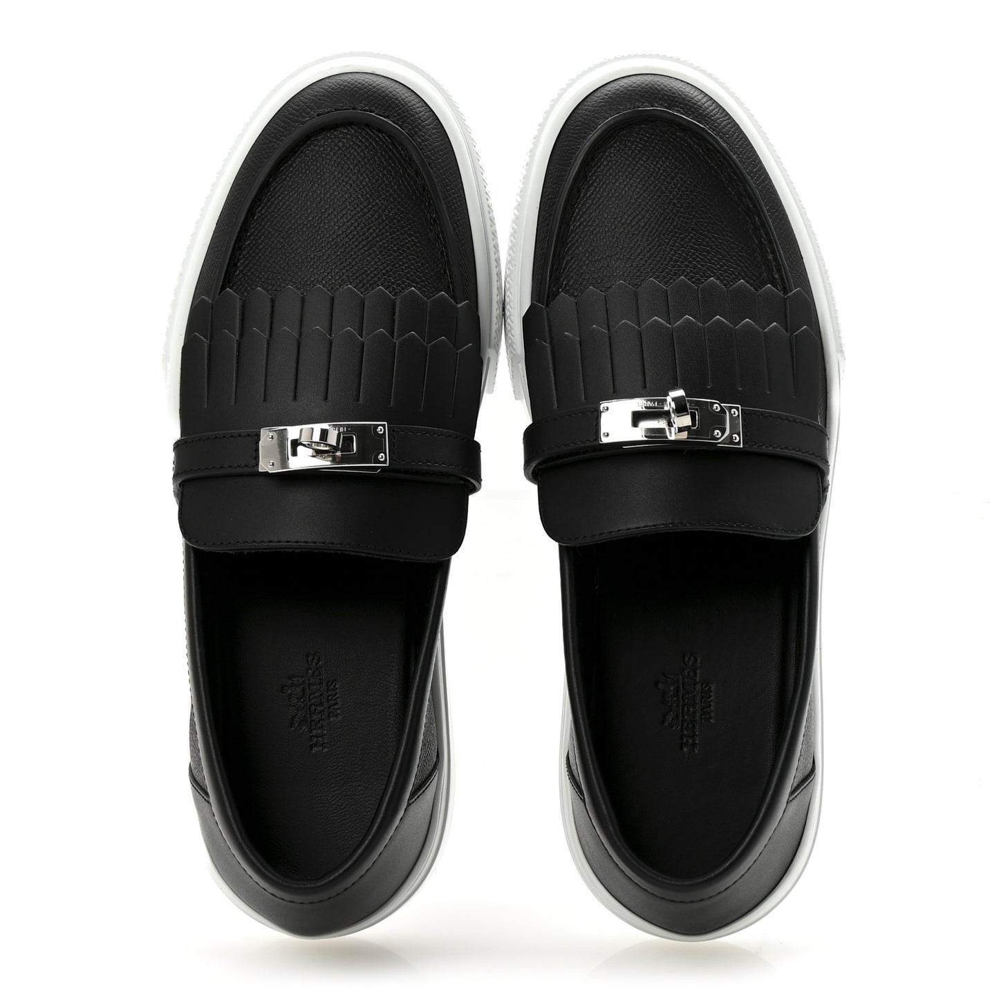 Epsom Calfskin Game Slip On Fringe Sneakers 38 Black