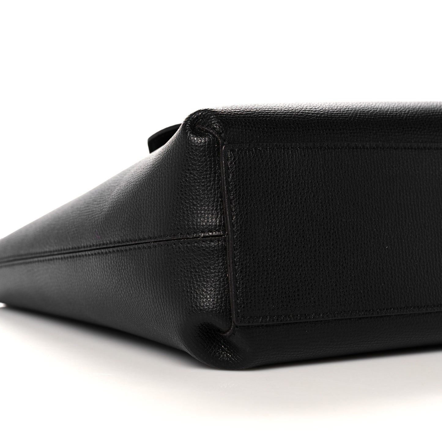 Grainy Calfskin Haymarket Check Small Reversible Tote Black