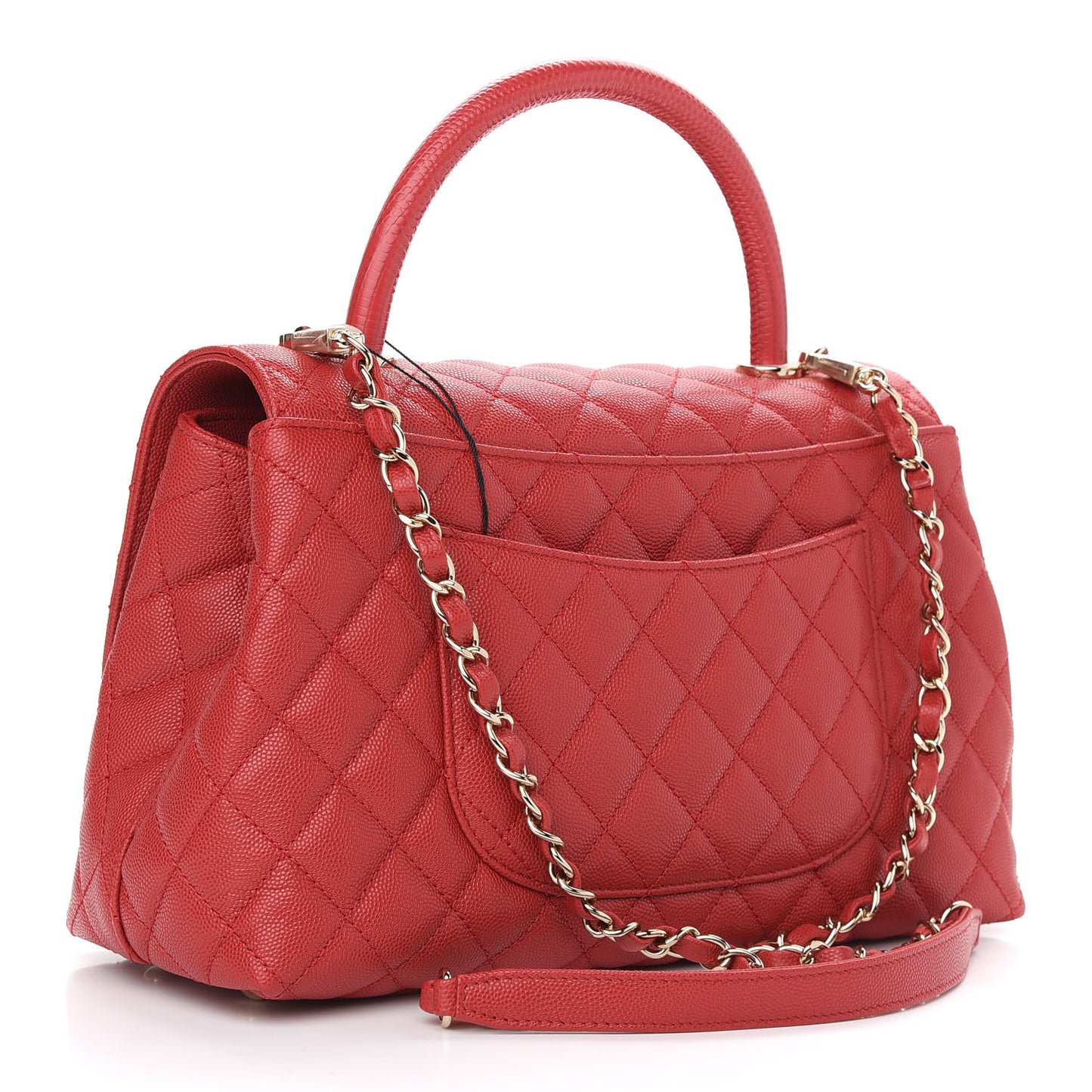 Caviar Quilted Small Coco Handle Flap Red