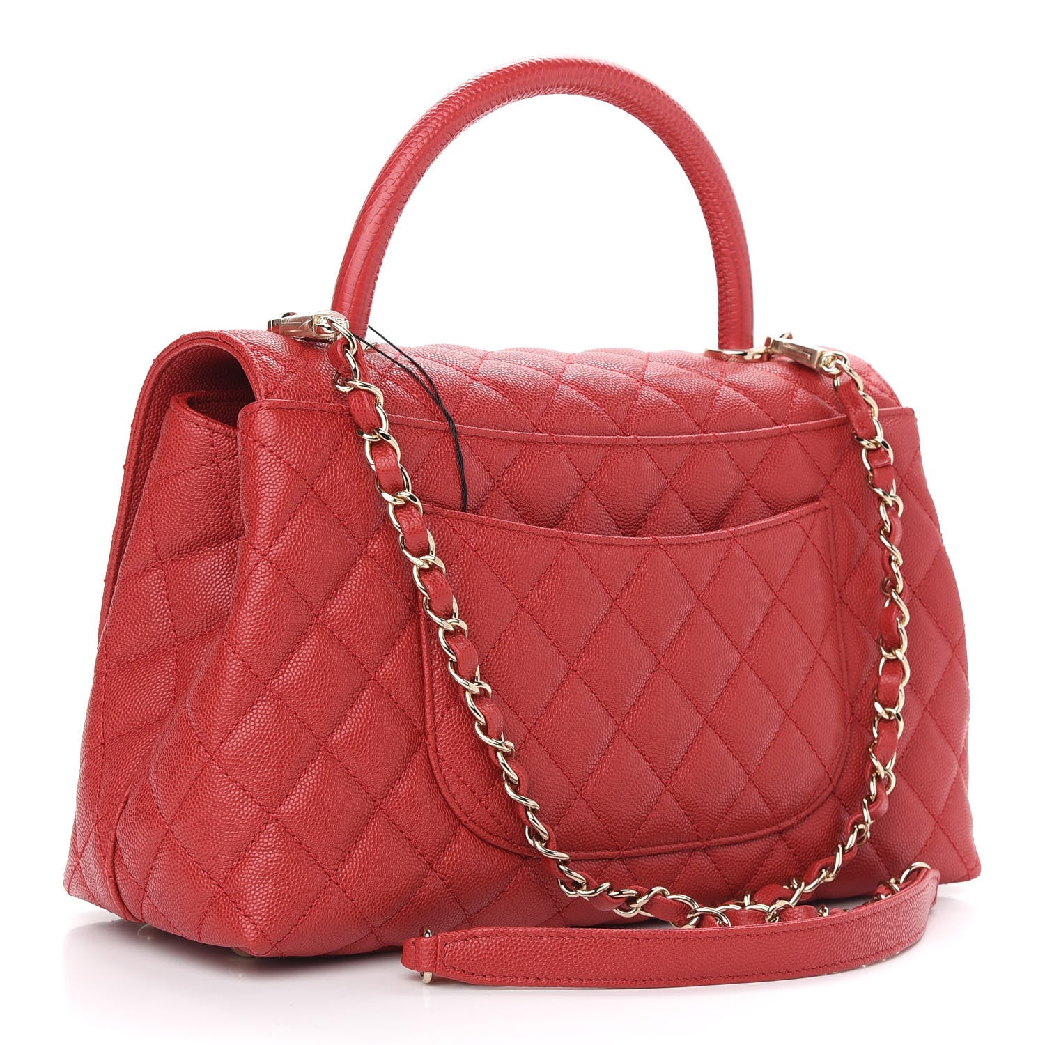 Chanel Caviar Quilted Small Coco Handle Flap Red 3 of 9