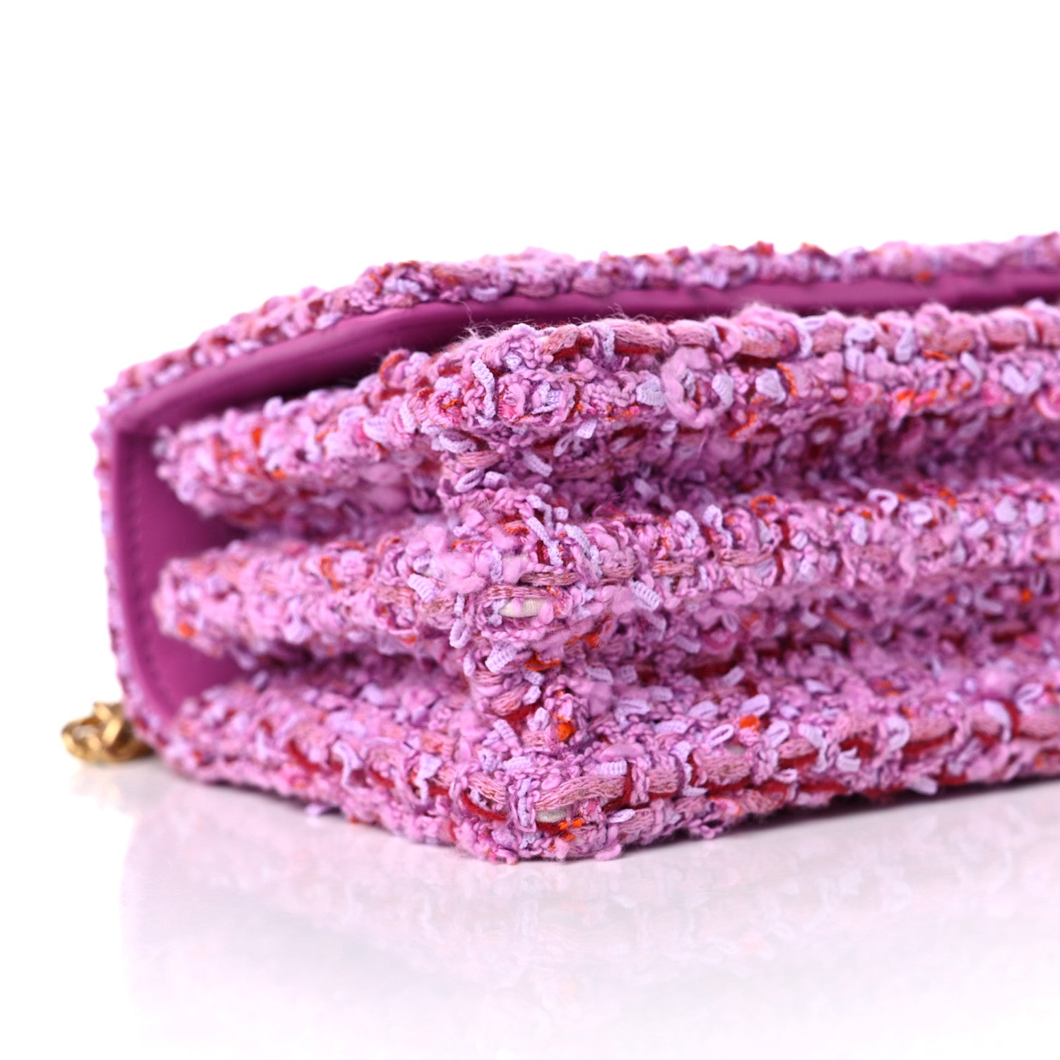 Chanel Tweed Enamel Quilted Pending CC Mini Wallet On Chain WOC Pink Purple 7 of 11