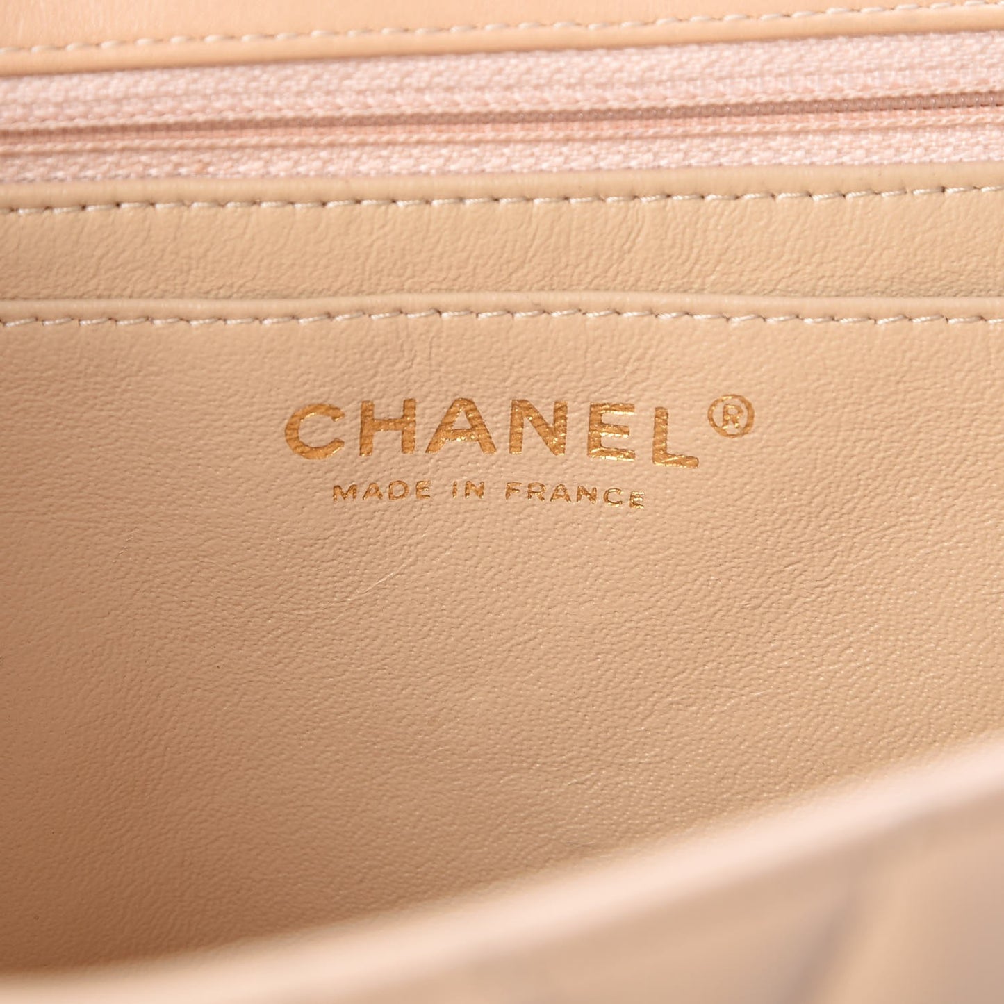Lambskin Quilted Jumbo Single Flap Beige