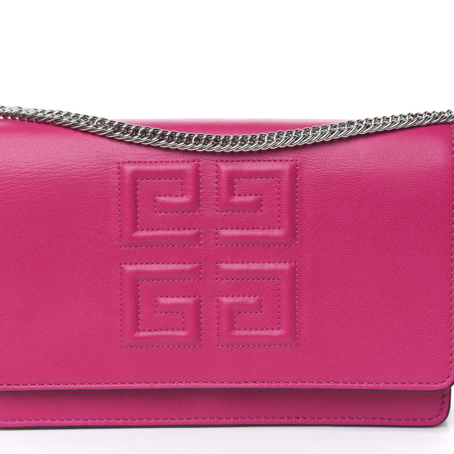 Lambskin Emblem Chain Wallet Cyclamen