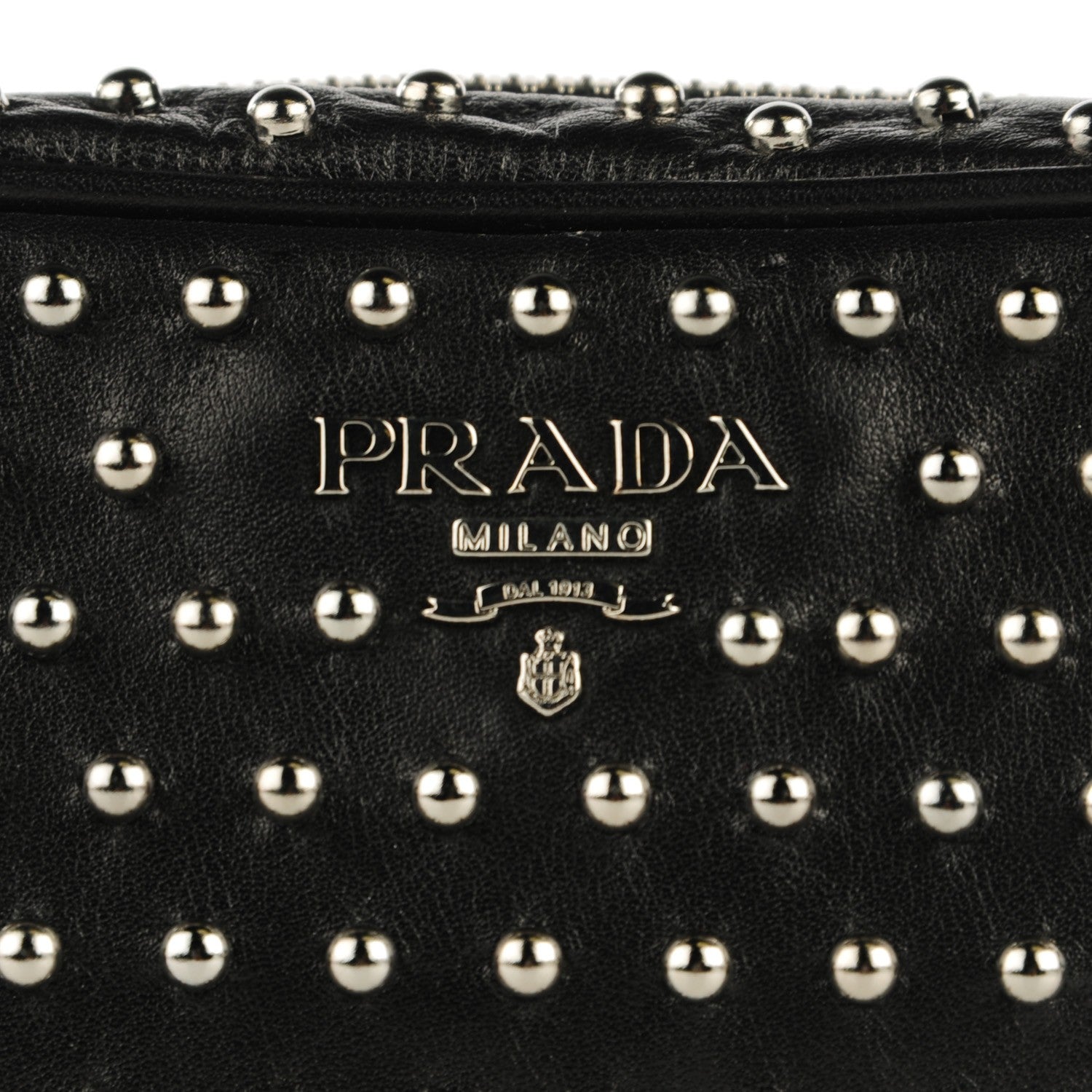 Prada Calfskin Studded Crossbody Bag Nero Black 6 of 10