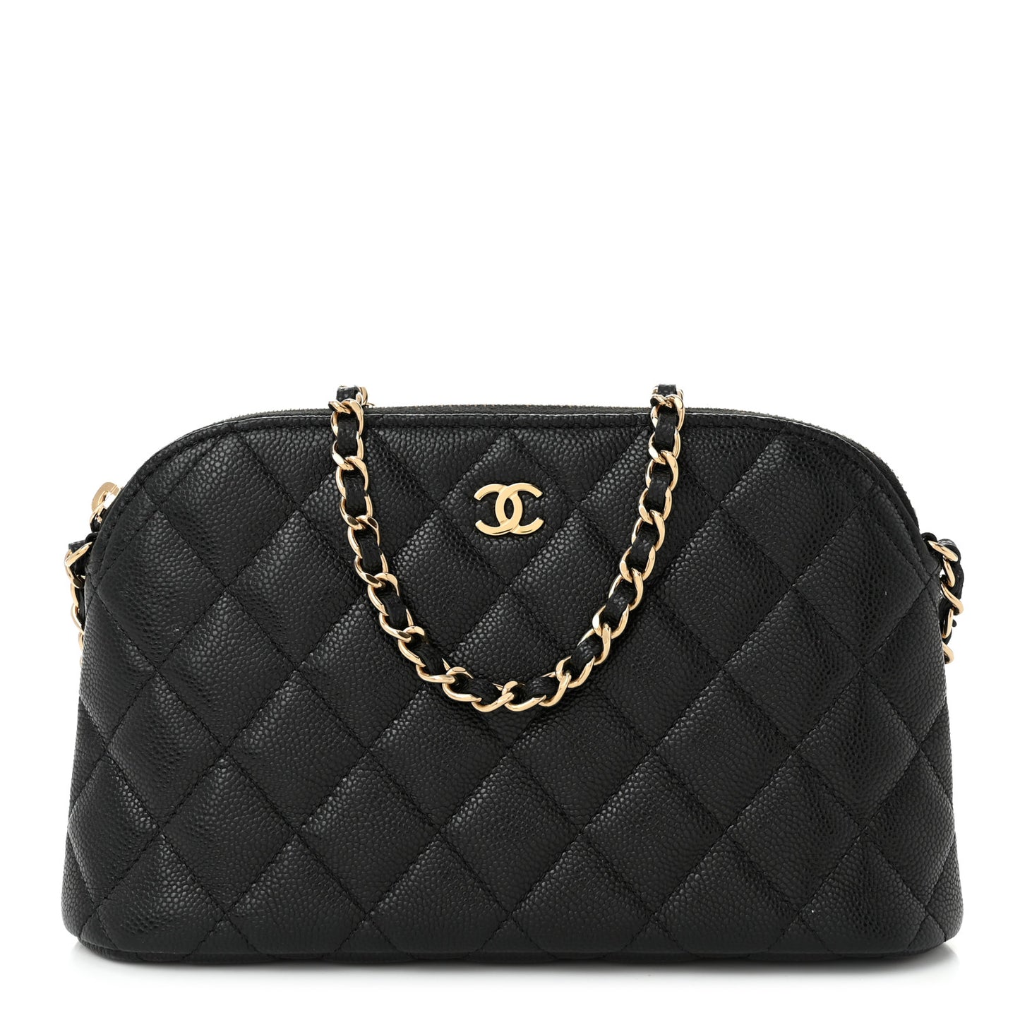 Caviar Quilted Classic Clutch with Chain Black