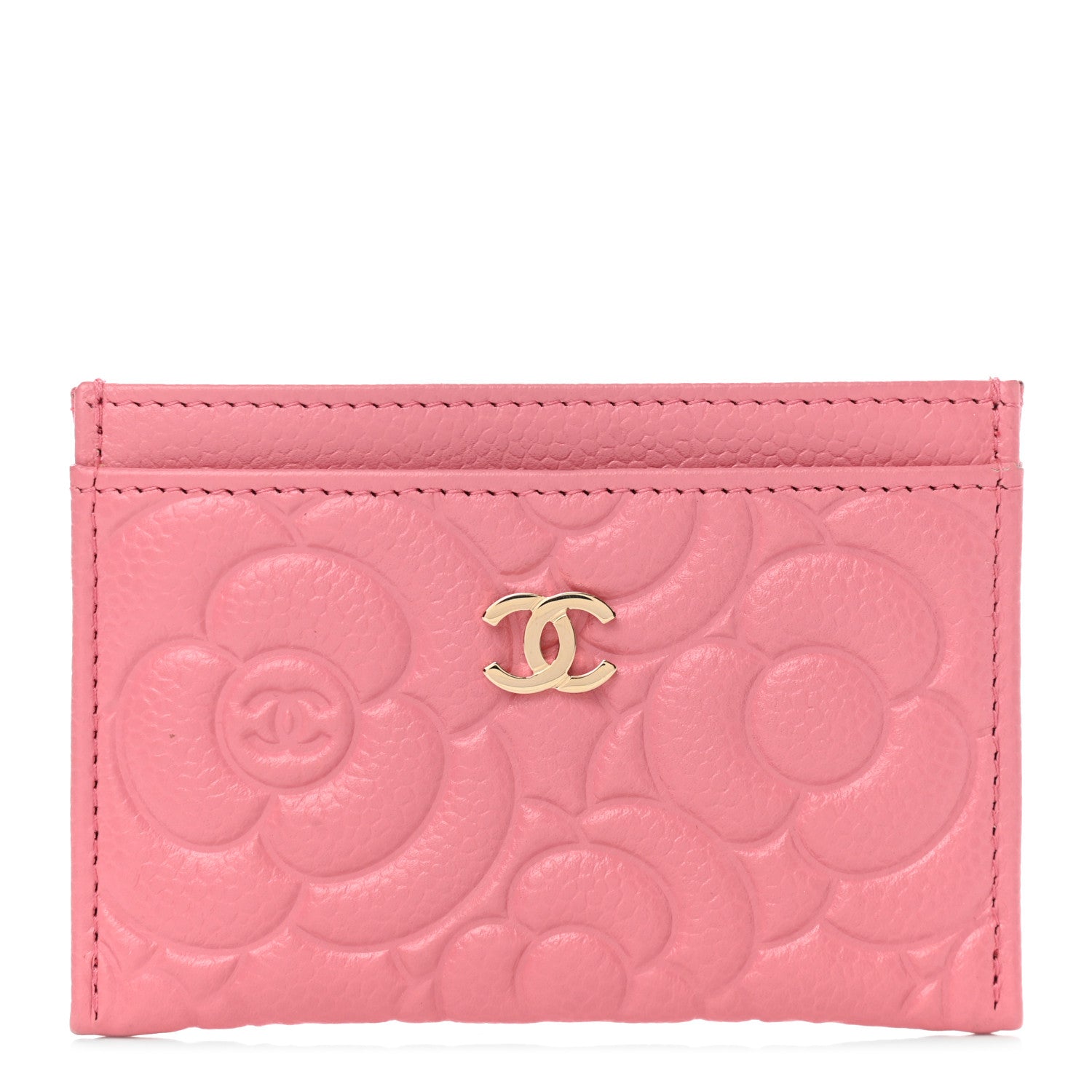 Chanel Caviar Camellia Embossed Card Holder Pink 1 of 8