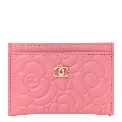 Chanel Caviar Camellia Embossed Card Holder Pink 1 of 8