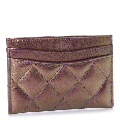 Chanel Iridescent Lambskin Quilted Card Holder Purple 3 of 9
