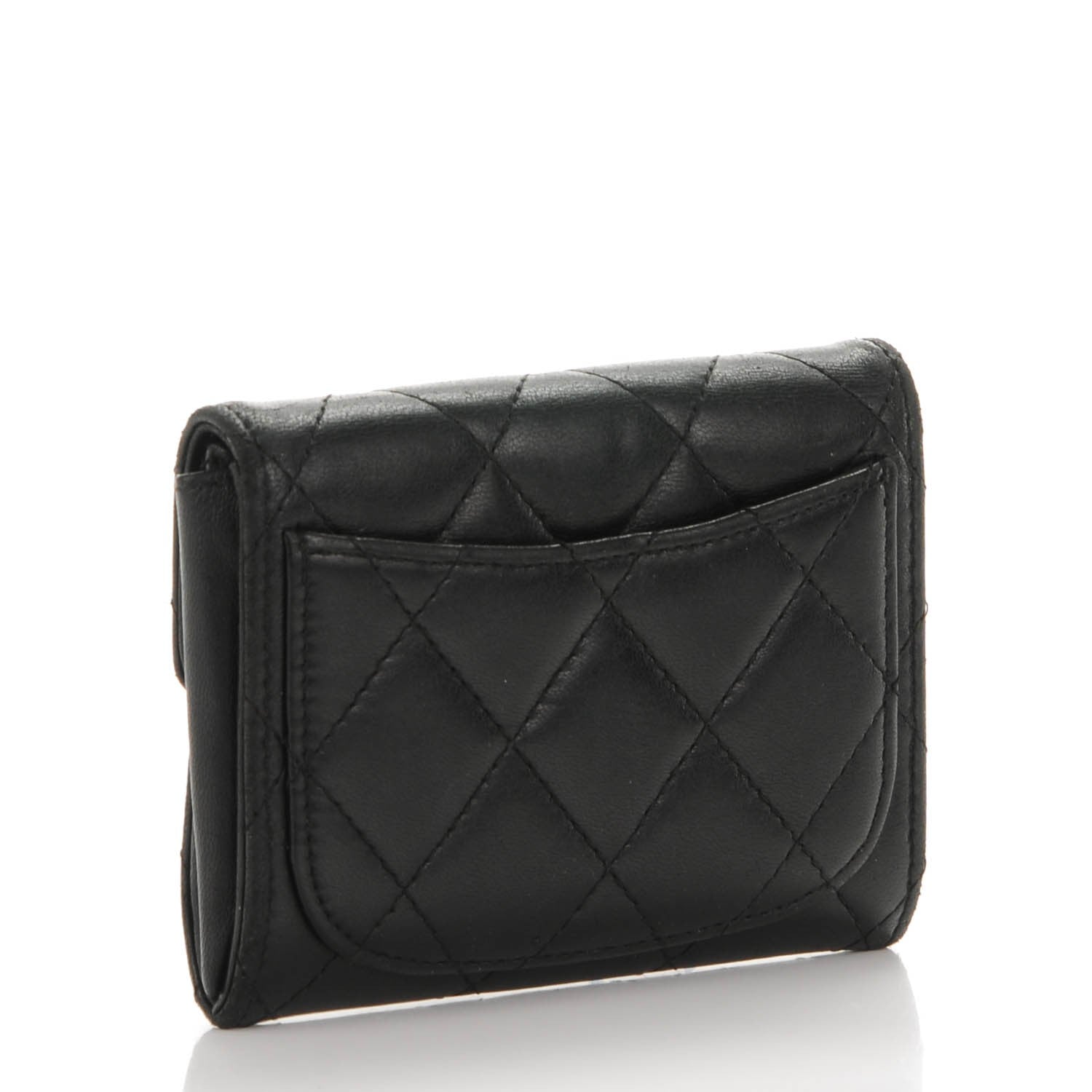 Chanel Lambskin Quilted Flap Card Holder Wallet Black 3 of 10