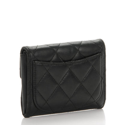 Chanel Lambskin Quilted Flap Card Holder Wallet Black 3 of 10