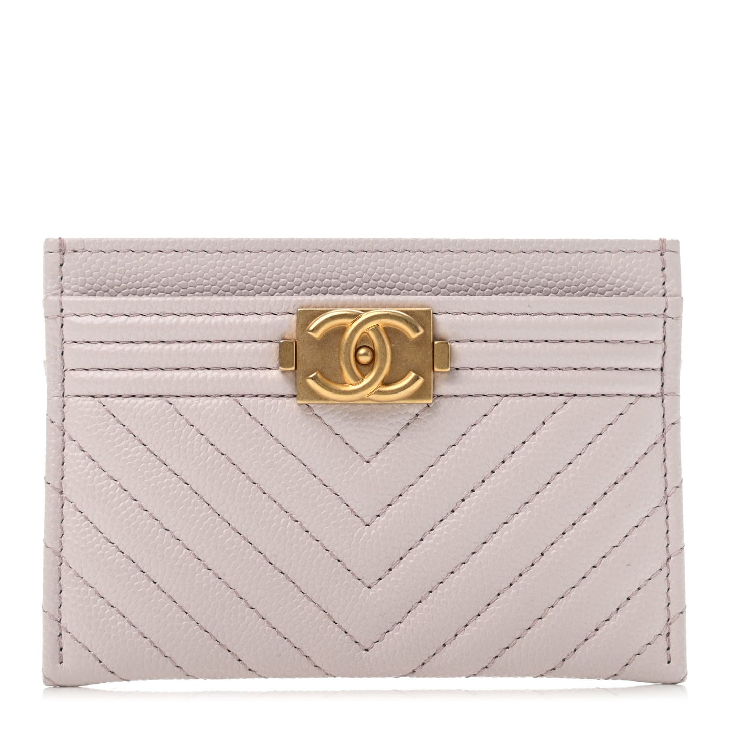 Caviar Quilted Chevron Boy Card Holder Light Purple