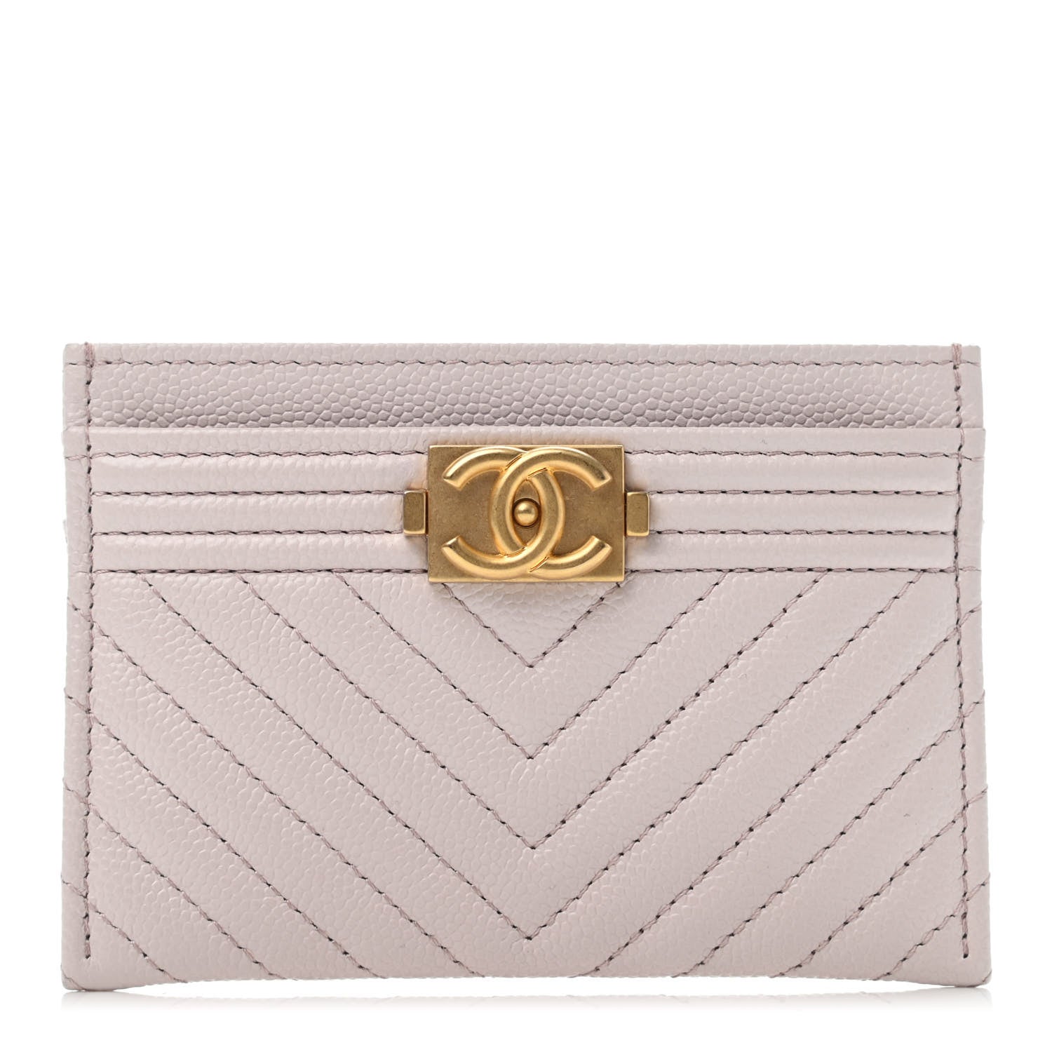 Chanel Caviar Quilted Chevron Boy Card Holder Light Purple 1 of 4