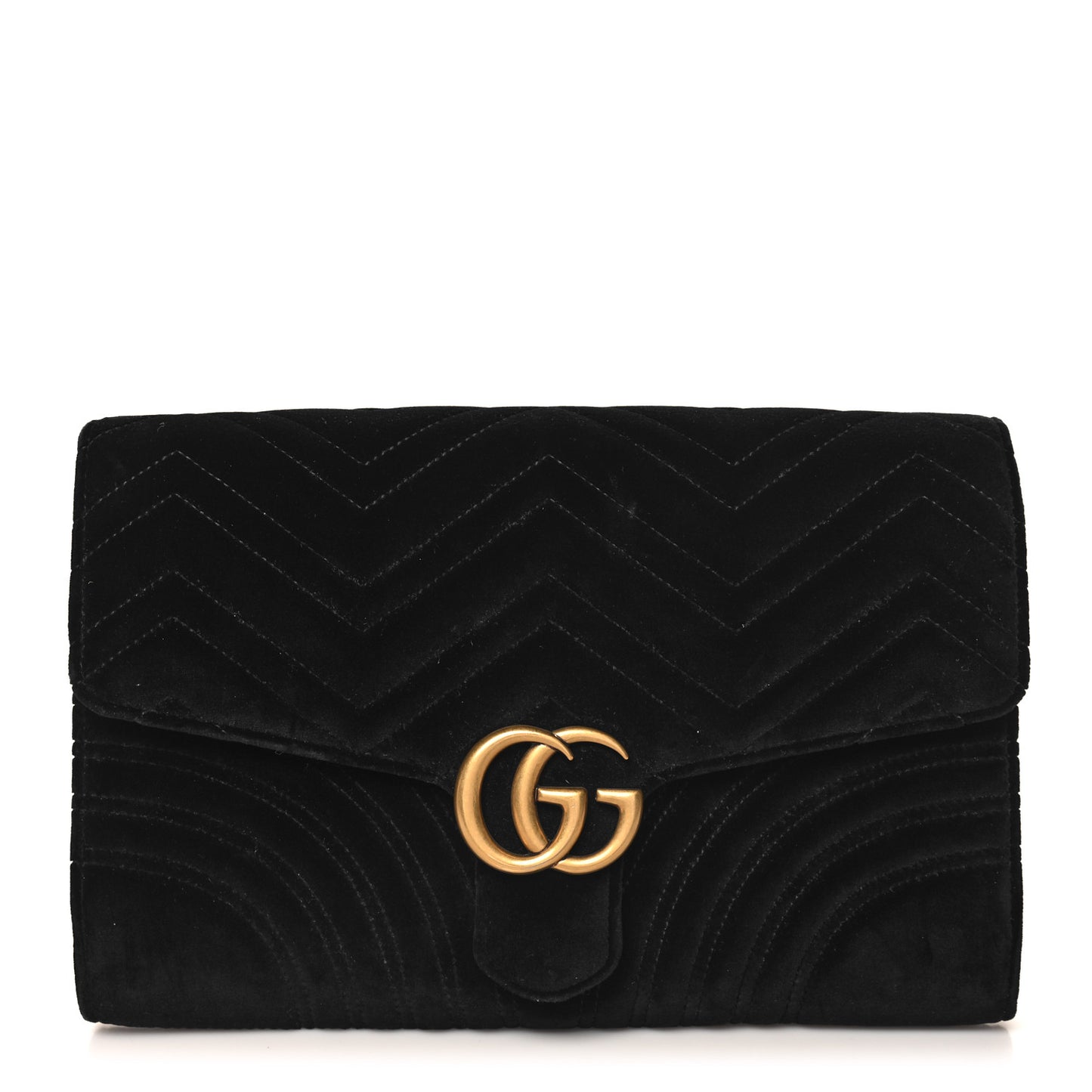 Velvet Matelasse GG Marmont Clutch Black