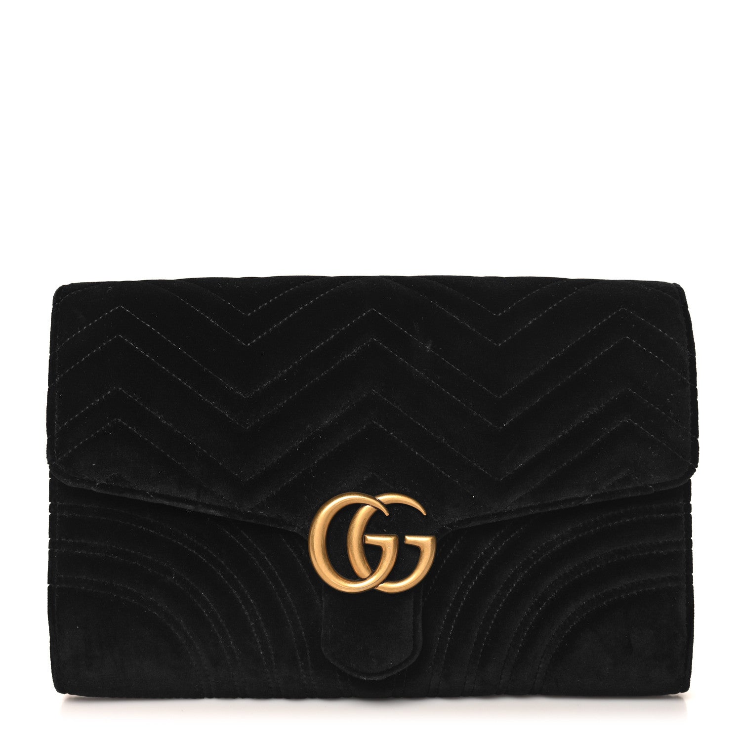 Gucci Velvet Matelasse GG Marmont Clutch Black 1 of 10