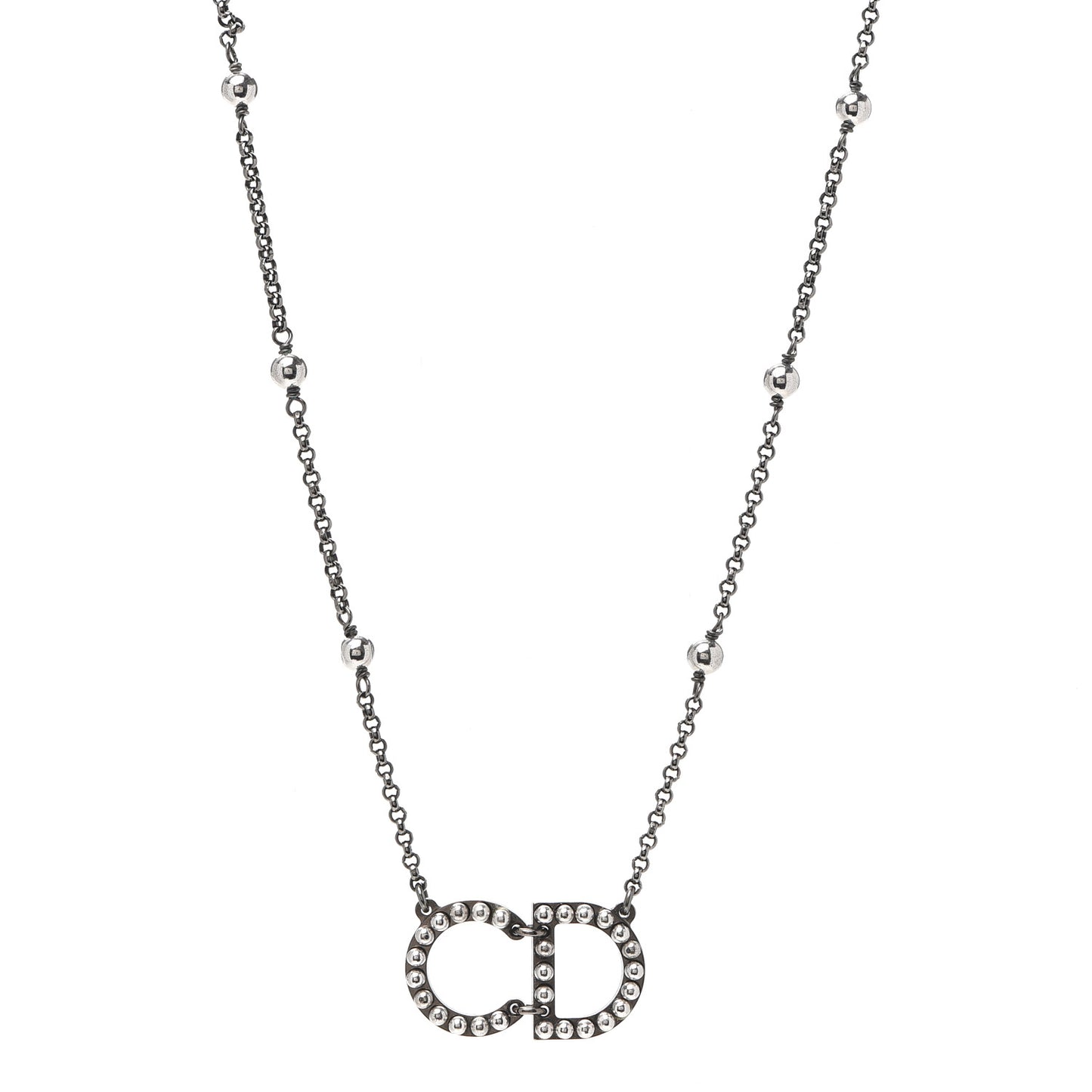 Metal Logo CD Necklace Ruthenium