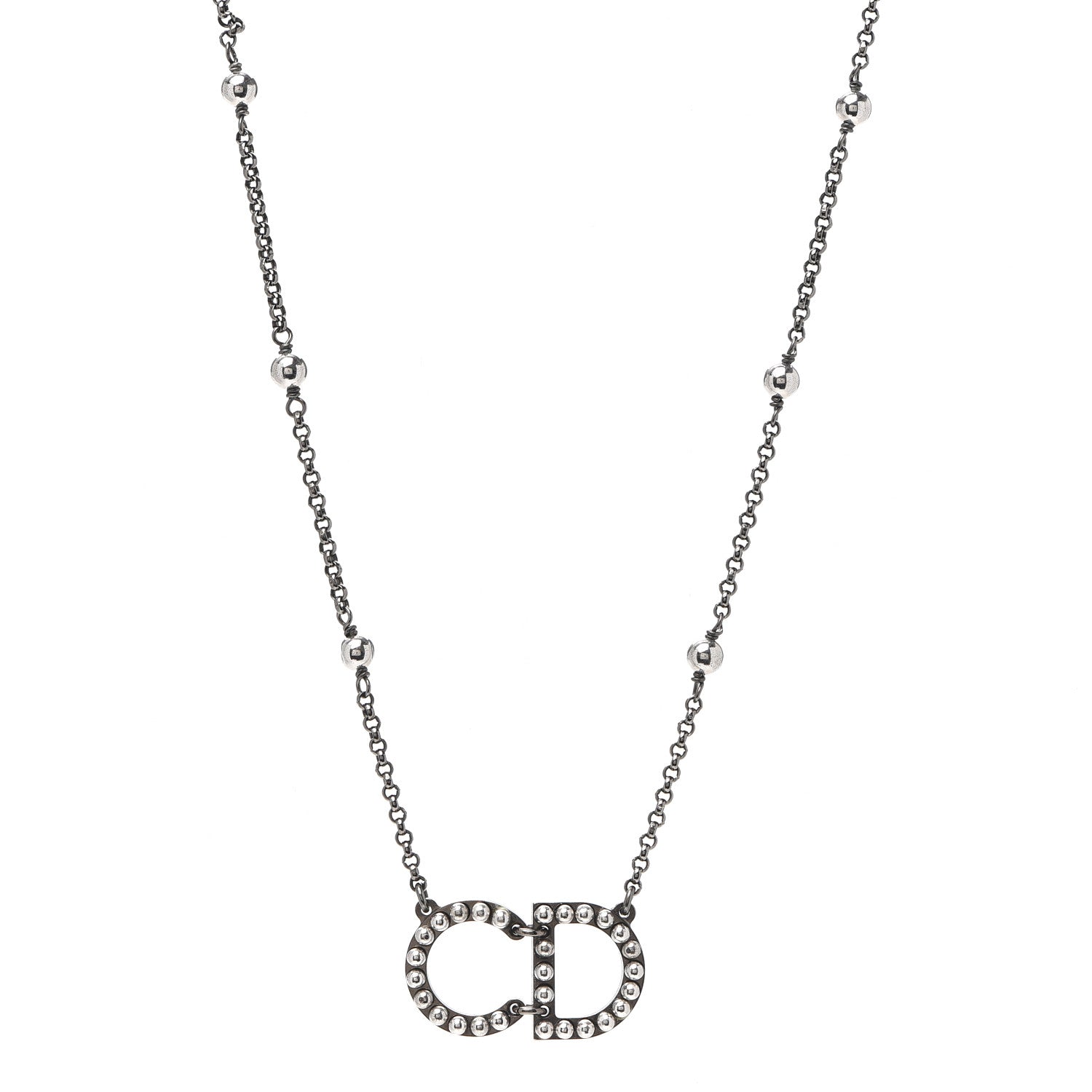 Christian Dior Metal Logo CD Necklace Ruthenium 1 of 3