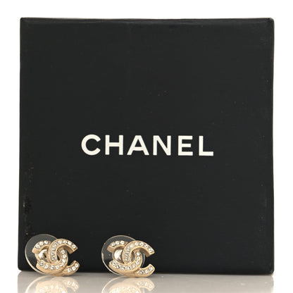 Chanel Crystal Mini Timeless CC Earrings Light Gold 5 of 5